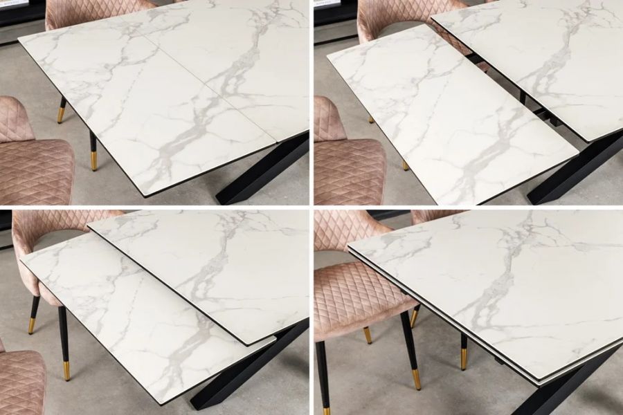Stół Marvelous rozkładany 180-220-260 cm ceramiczny marmur biały - Invicta Interior