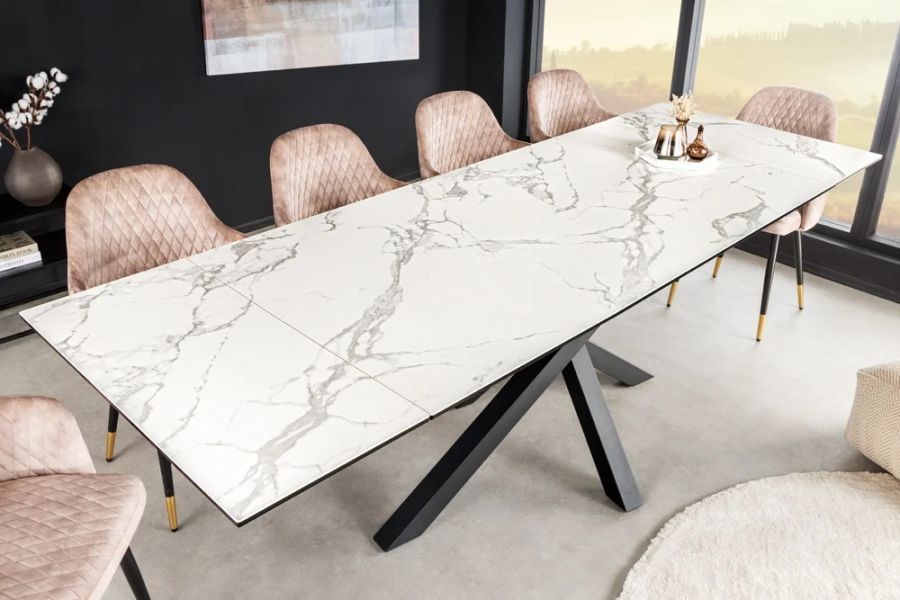 Stół Marvelous rozkładany 180-220-260 cm ceramiczny marmur biały - Invicta Interior