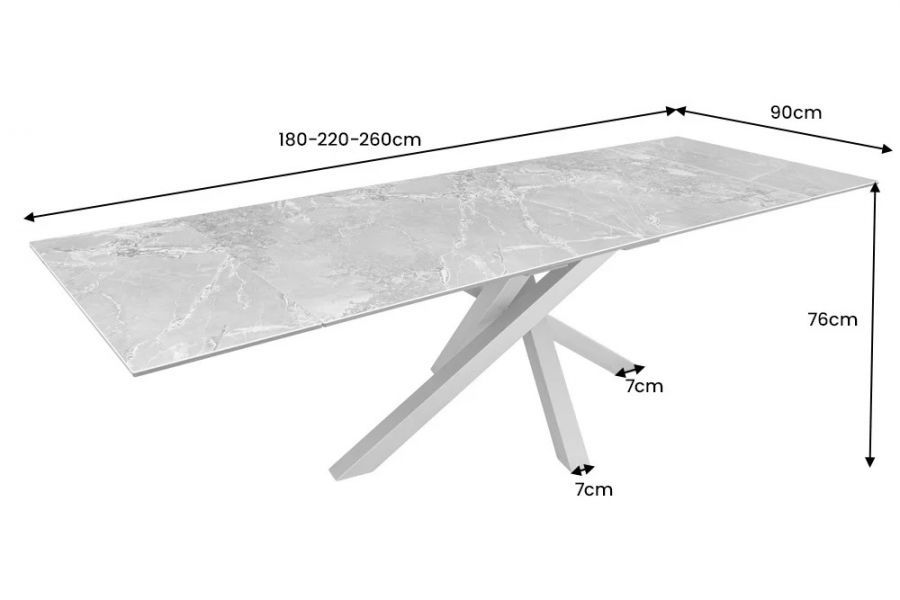 Stół Marvelous rozkładany 180-220-260 cm ceramiczny marmur taupe  - Invicta Interior