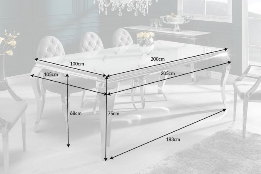 Stół Modern Barock 200cm szklany marmur - Invicta Interior