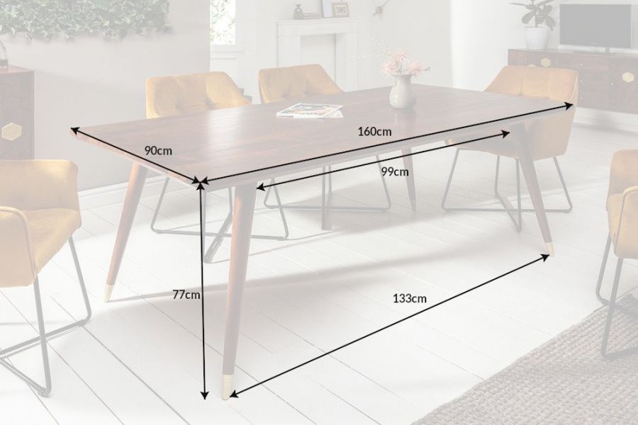 Stół Mystic Living 160cm złoty drewno akacjowe - Invicta Interior