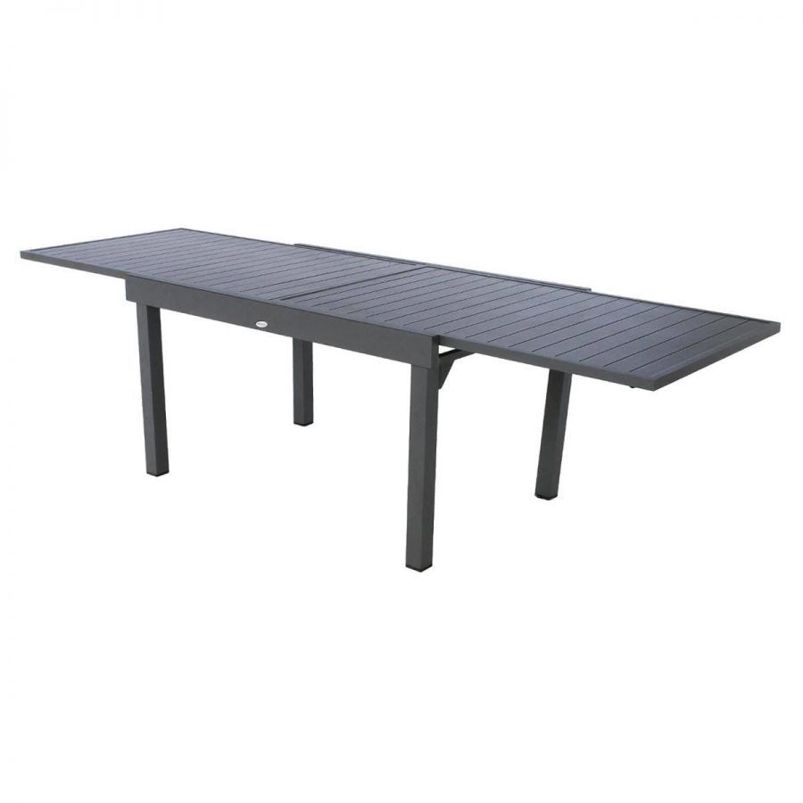 Stół ogrodowy aluminiowy rozkładany 135-270 cm grafitowy antracytowy - Atmosphera