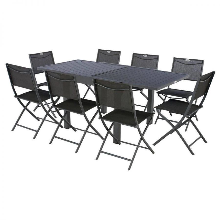 Stół ogrodowy aluminiowy rozkładany 90-180 cm grafitowy antracytowy - Atmosphera