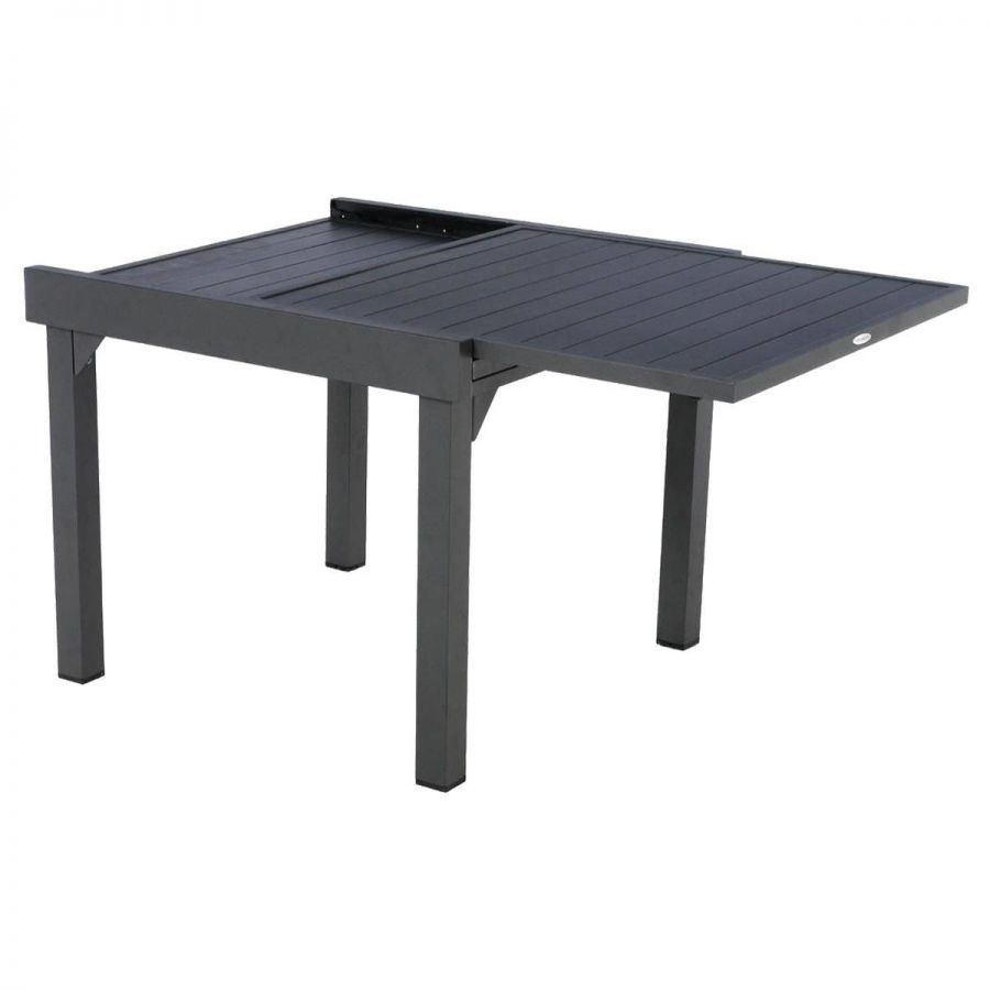 Stół ogrodowy aluminiowy rozkładany 90-180 cm grafitowy antracytowy - Atmosphera