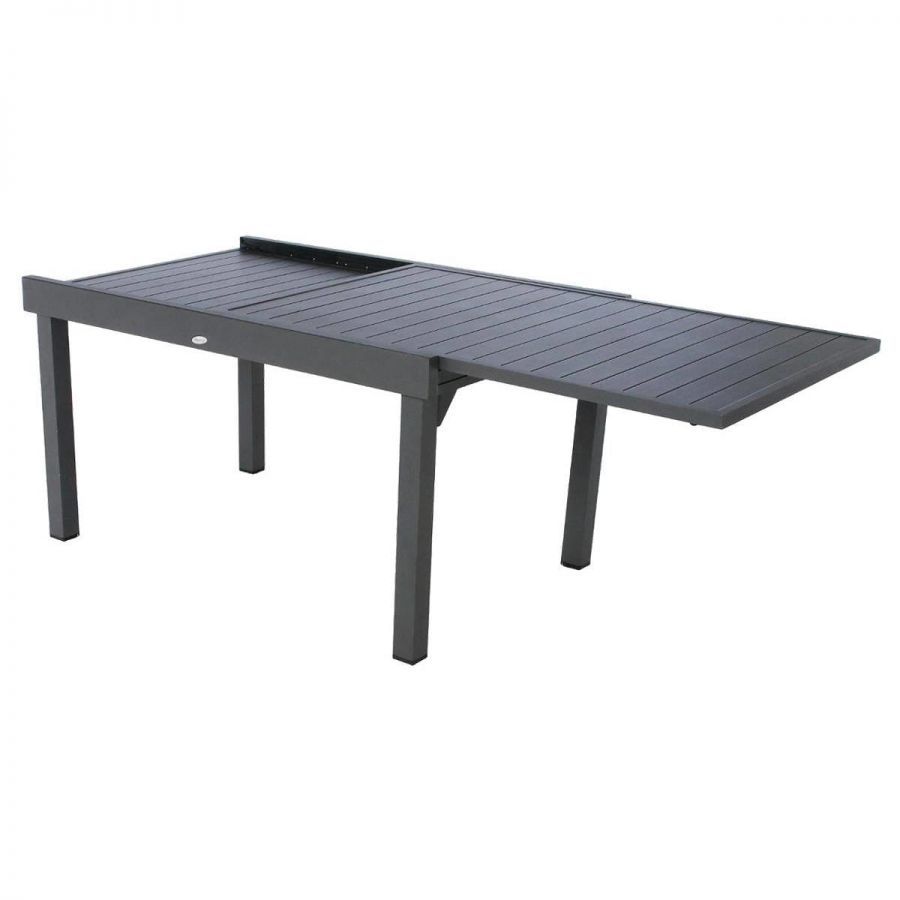 Stół ogrodowy aluminiowy rozkładany 135-270 cm grafitowy antracytowy - Atmosphera