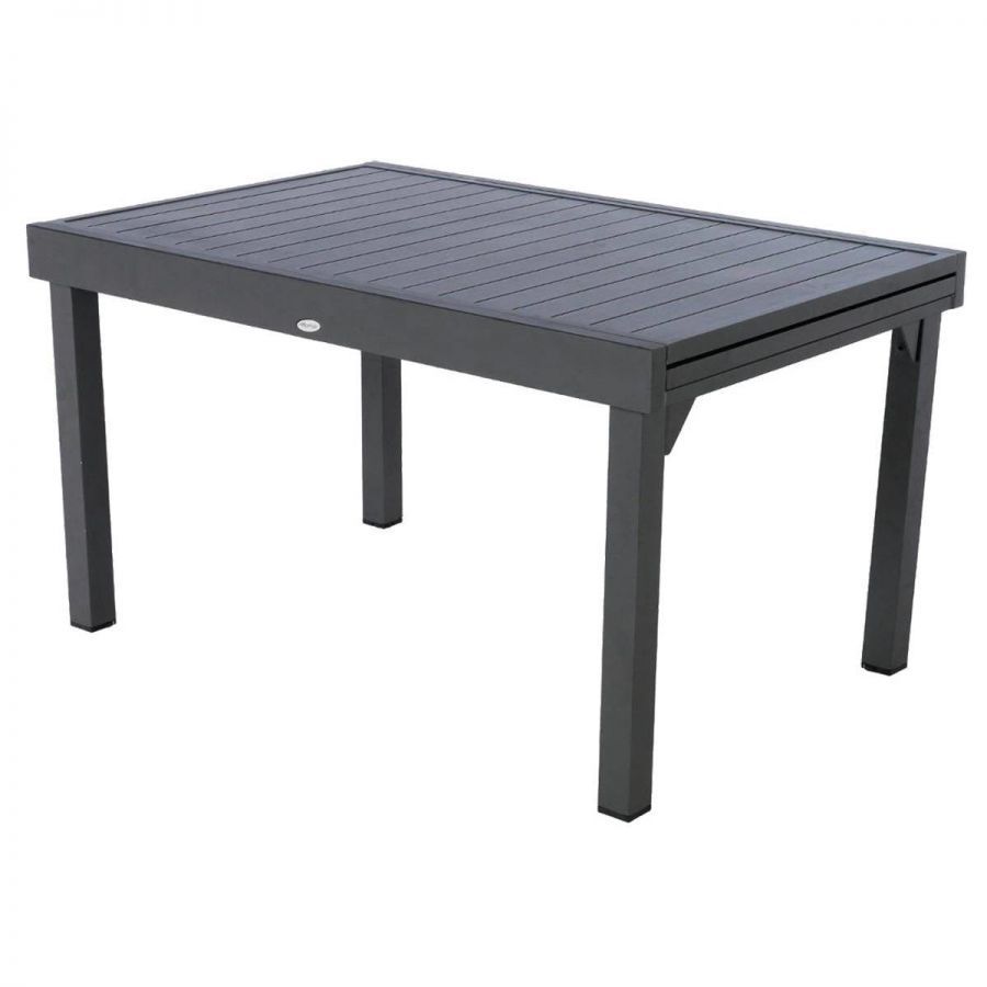 Stół ogrodowy aluminiowy rozkładany 135-270 cm grafitowy antracytowy - Atmosphera