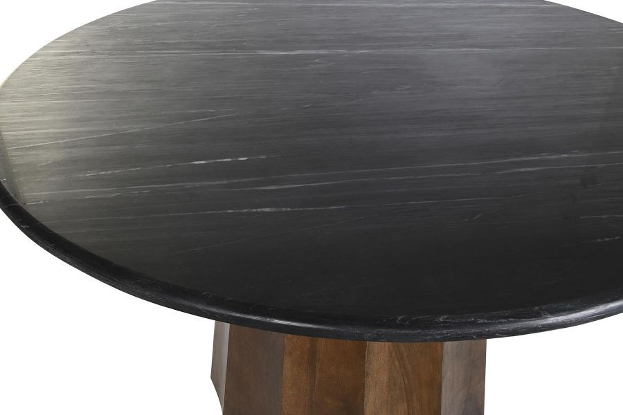 Stół okrągły 120 cm drewno mango czarny blat