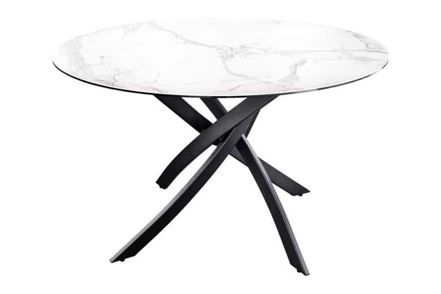 Stół okrągły ceramiczny Alpine 120 cm marmur biały - Invicta Interior