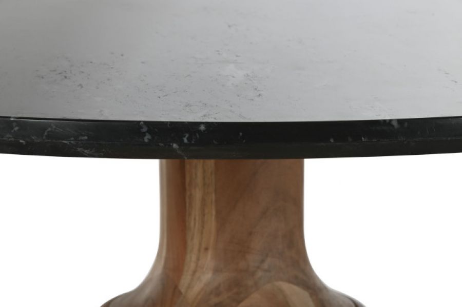 Stół okrągły drewniany Modern z czarnym marmurowym blatem - Item International