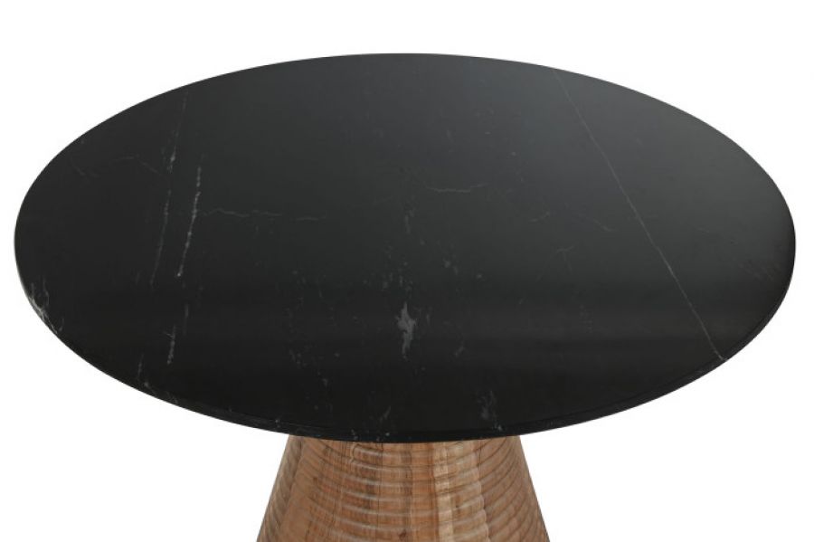 Stół okrągły drewniany Modern z czarnym marmurowym blatem - Item International