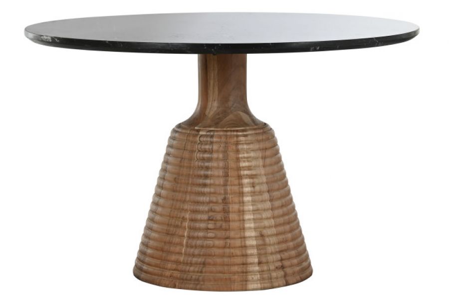 Stół okrągły drewniany Modern z czarnym marmurowym blatem - Item International