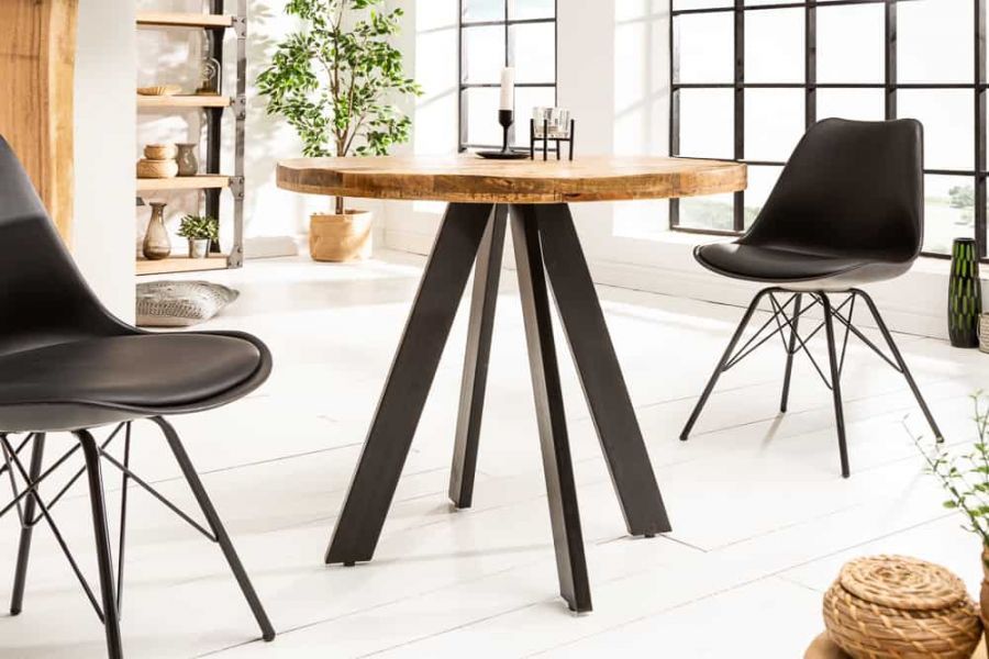 Stół okrągły Iron Craft 80 cm drewniany - Invicta Interior