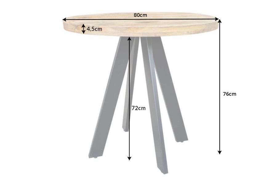 Stół okrągły Iron Craft 80 cm drewniany - Invicta Interior