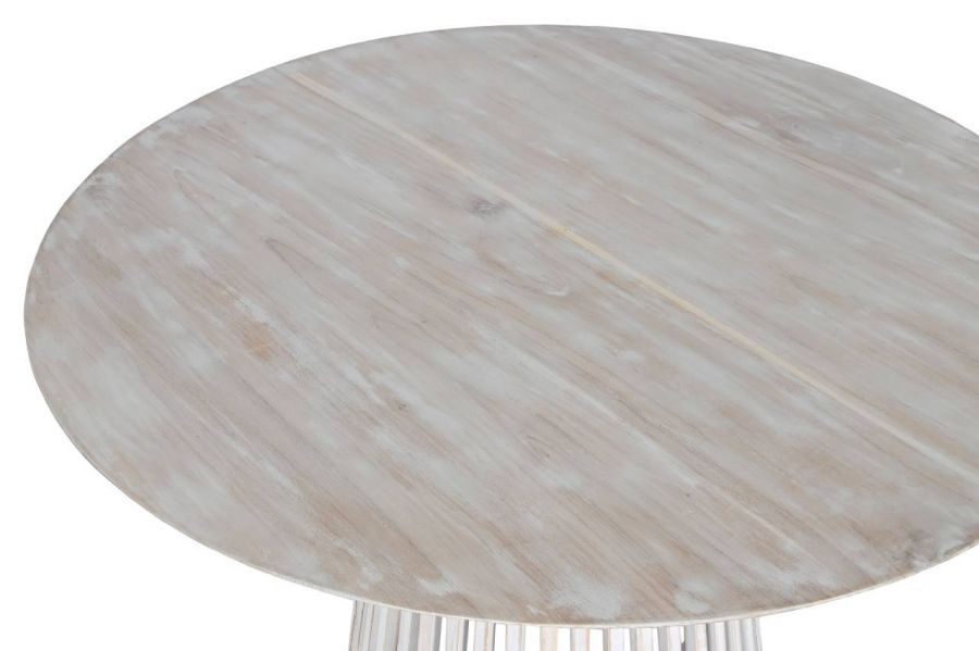 Stół okrągły Scandi z lamelami 120 cm biały