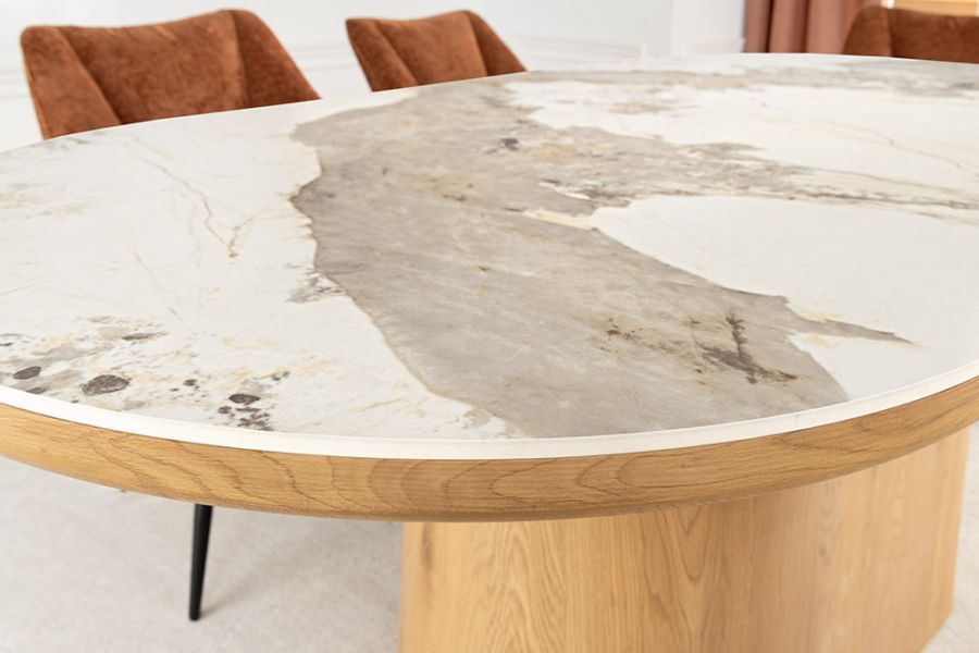 Stół owalny drewniany Marmur Unique 200 cm natur  - Invicta Interior