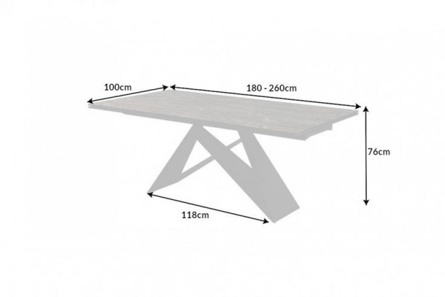 Stół Prometheus rozkładany 180-260 cm rdza na blacie - Invicta Interior