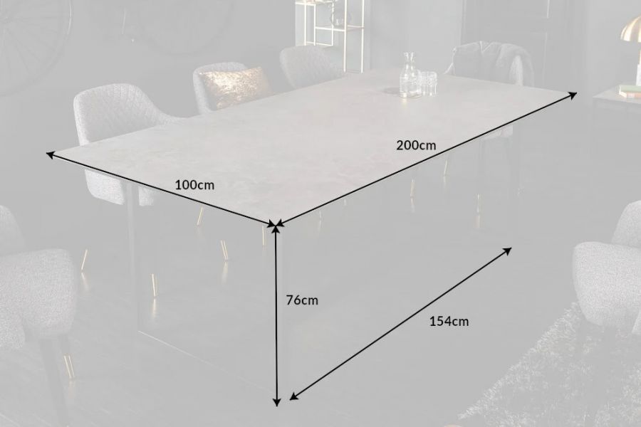 Stół Symbiose ceramiczny beton 200 cm - Invicta Interior