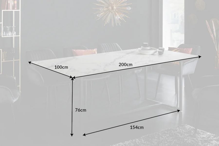 Stół Symbiose ceramiczny jasny marmur 200 cm - Invicta Interior