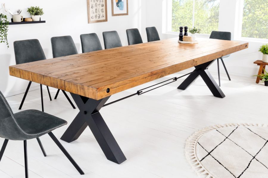 Stół Thor X drewniany 300 cm vintage - Invicta Interior