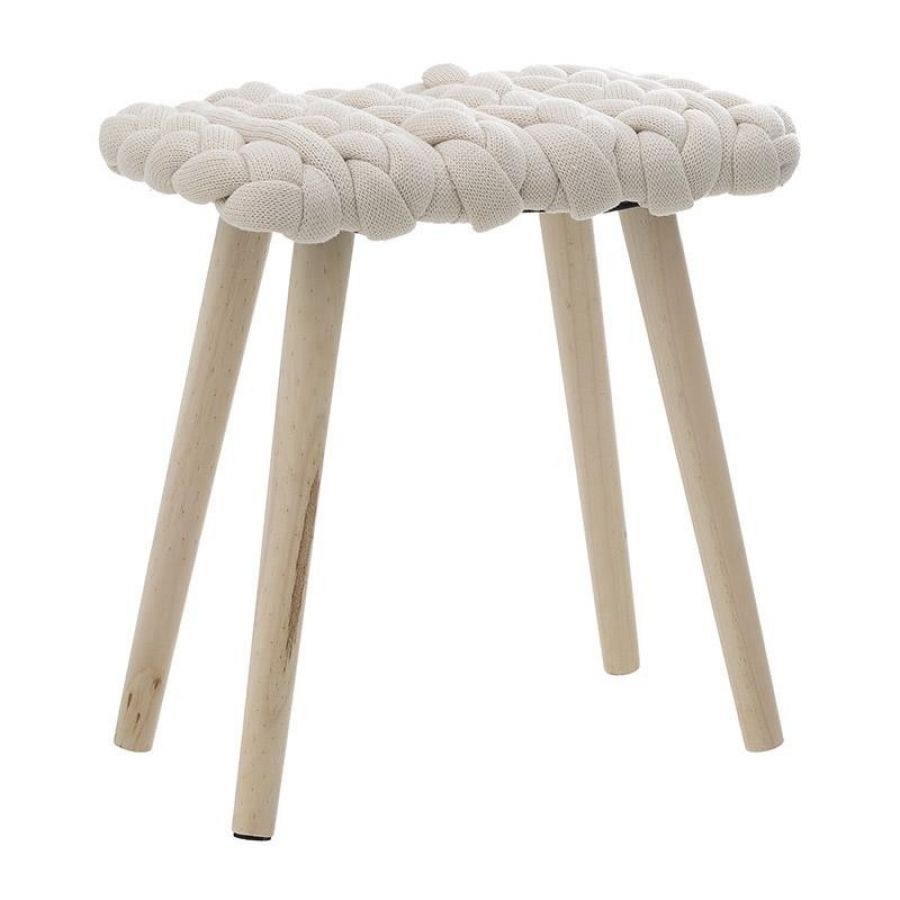 Stołek Taboret Pufa supeł węzeł beżowy 46 cm - Inart