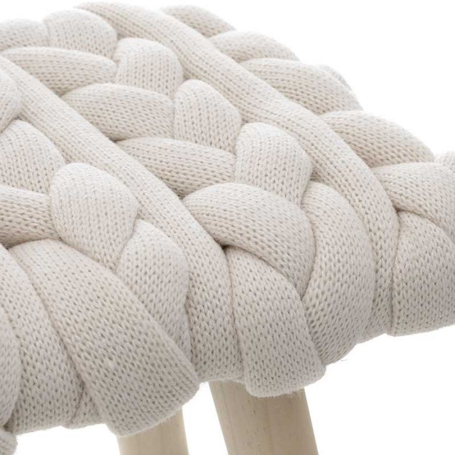 Stołek Taboret Pufa supeł węzeł beżowy 46 cm - Inart