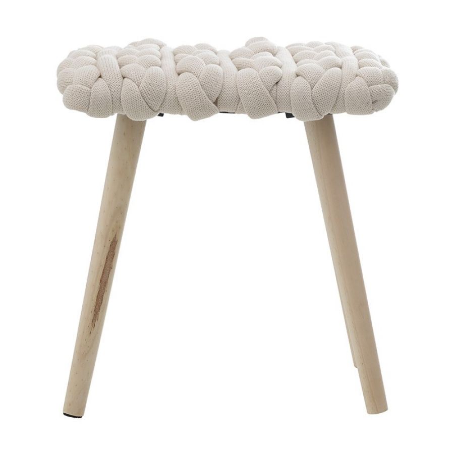 Stołek Taboret Pufa supeł węzeł beżowy 46 cm - Inart