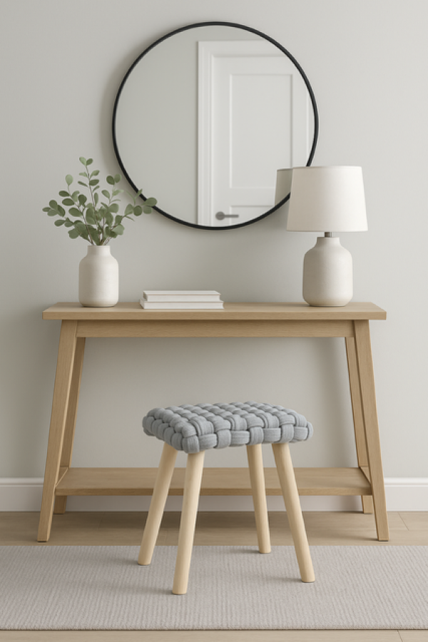 Stołek Taboret Pufa supeł węzeł szary 38 cm - Inart