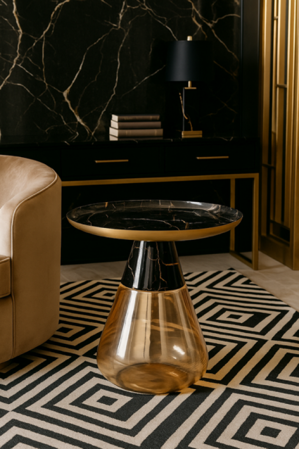 Stolik Bottle marmur czarny