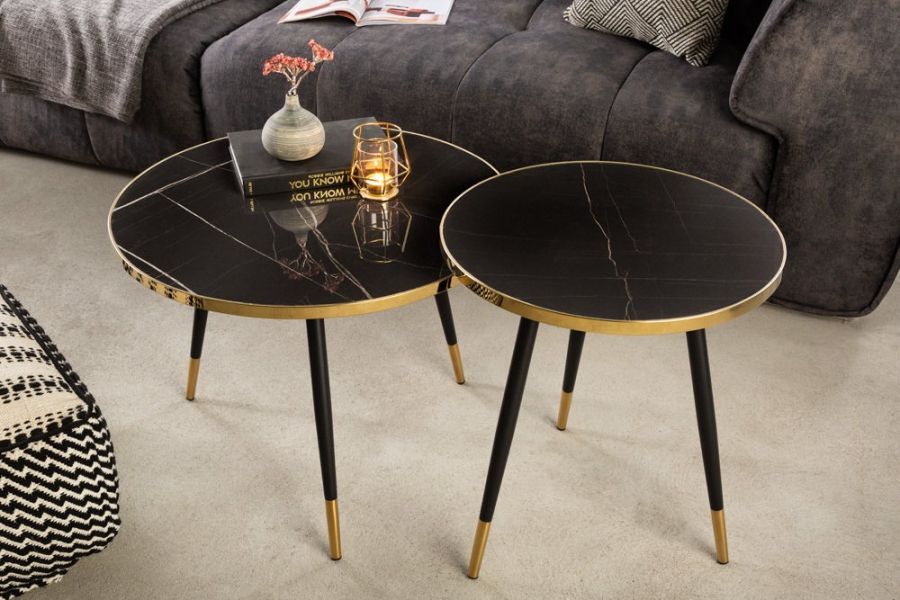 Stolik Boutique Paris 60cm ciemny marmur - Invicta Interior