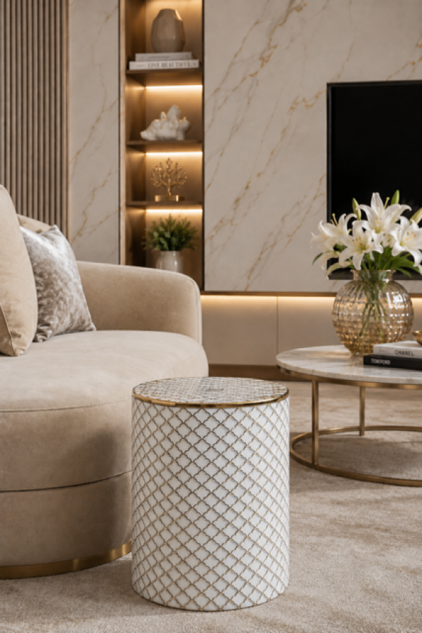 Stolik ceramiczny Elegance Shell złoty 