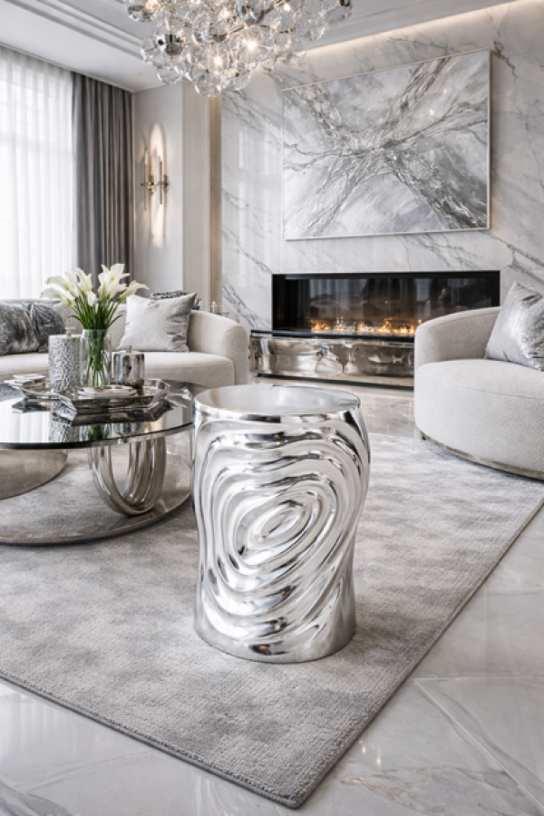 Stolik Hoker Stool Circles srebrny  - Kare Design