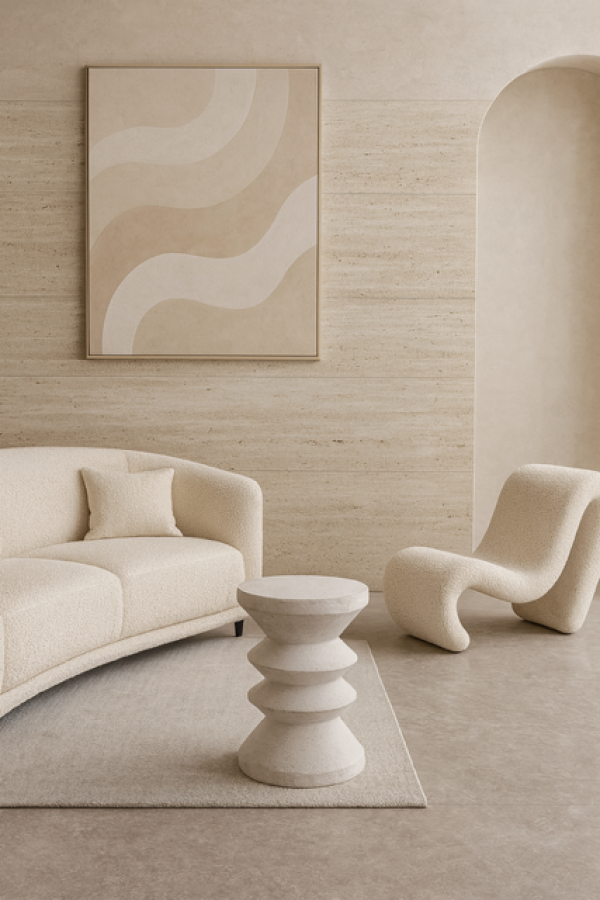 Stolik kawowy Cement Totem biały