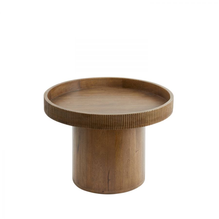 Stolik kawowy drewniany Relief 60 cm  - Light & Living