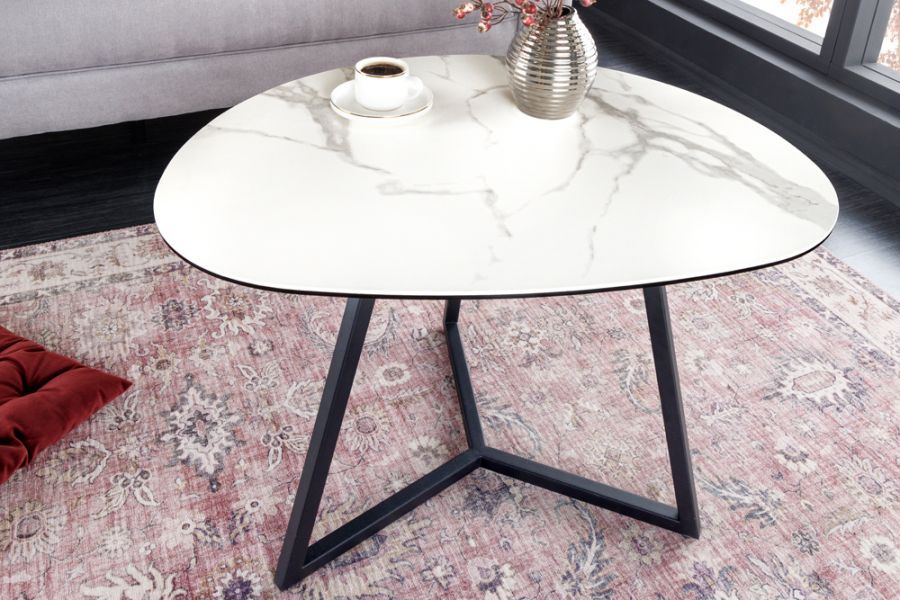 Stolik kawowy Marvelous 70 cm ceramiczny marmur biały - Invicta Interior