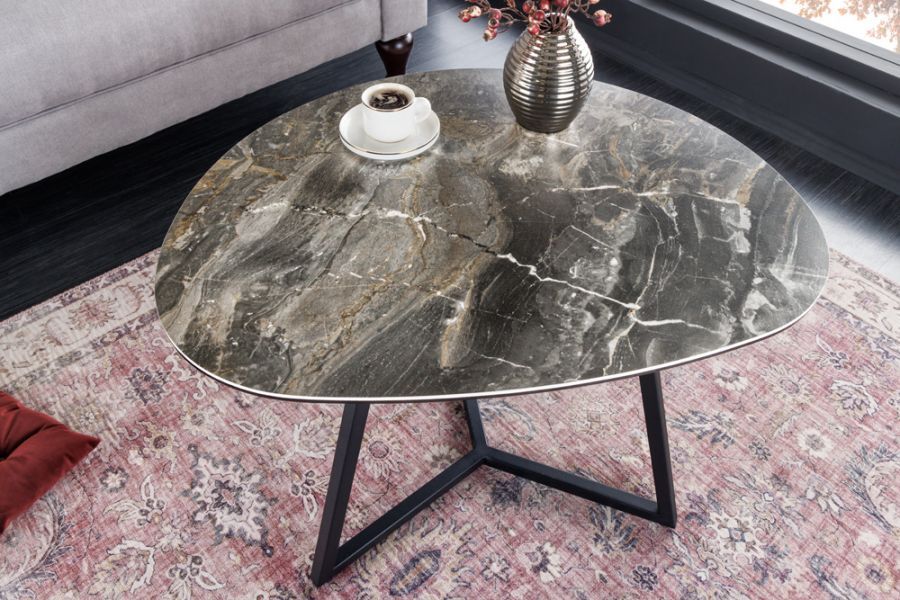 Stolik kawowy Marvelous 70 cm ceramiczny marmur taupe - Invicta Interior