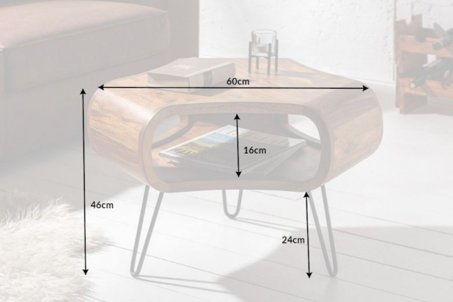 Stolik kawowy Organic Living 60cm sheesham retro  - Invicta Interior