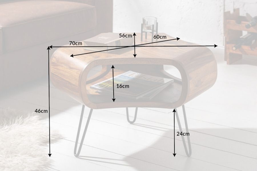 Stolik kawowy Organic Living 70cm sheesham retro  - Invicta Interior