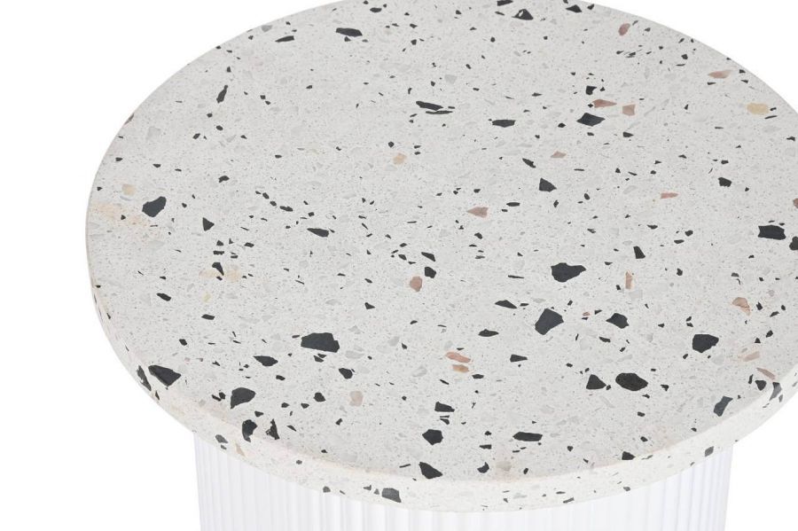 Stolik kawowy Terra biały z blatem z kamienia