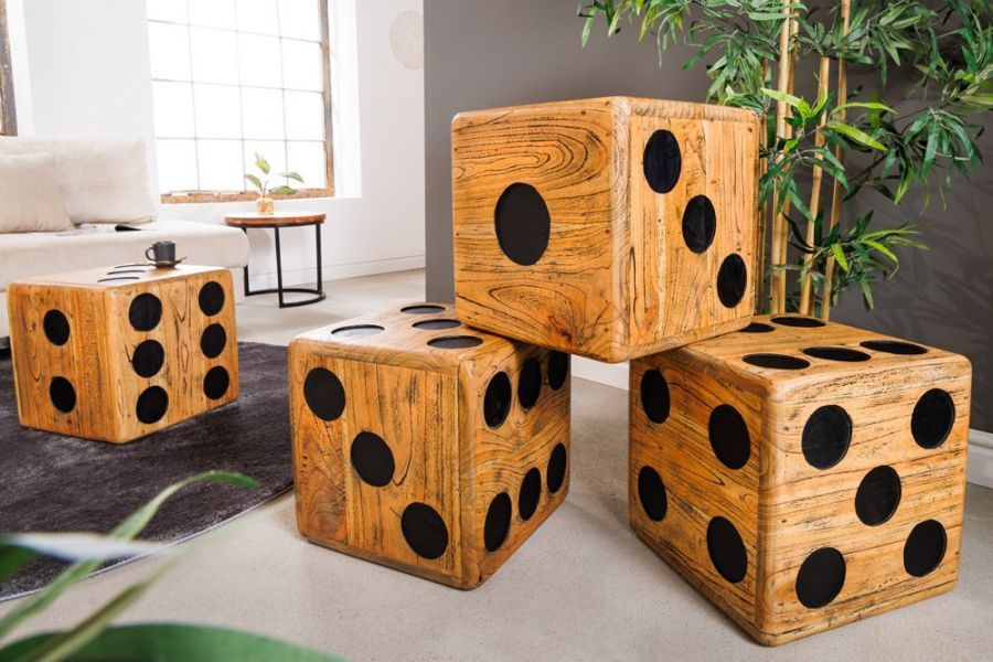 Stolik Kostka Cube drewniany - Invicta Interior
