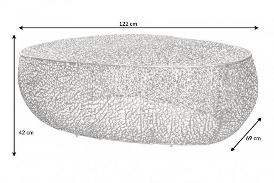 Stolik Ława Leaf Liść 122cm srebrny - Invicta Interior