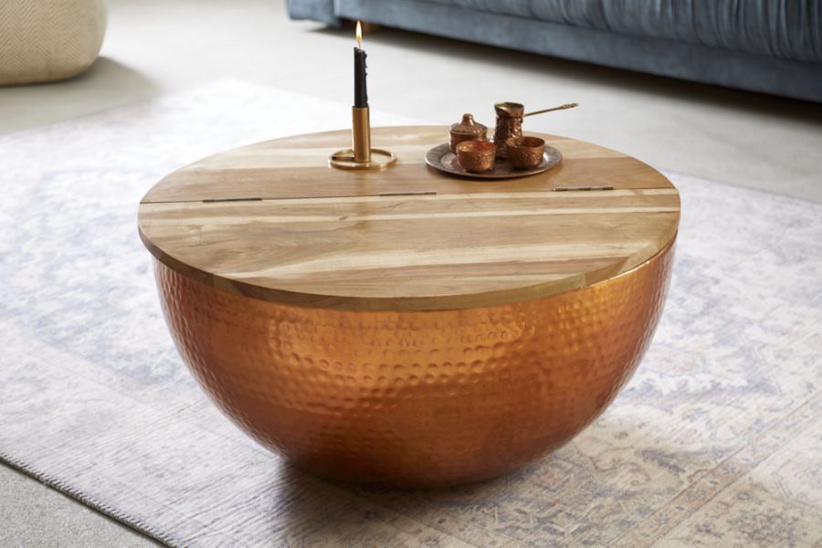 Stolik Ława Orient Storage miedziany mango  - Invicta Interior