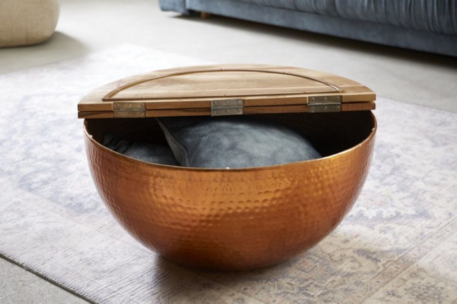 Stolik Ława Orient Storage miedziany mango  - Invicta Interior
