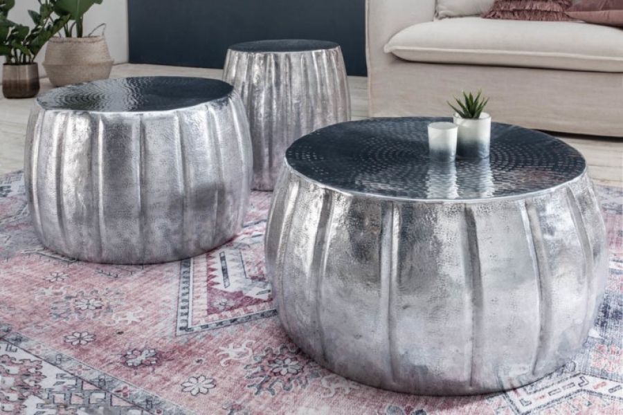 Stolik Marrakesch 65cm aluminium srebrny - Invicta Interior