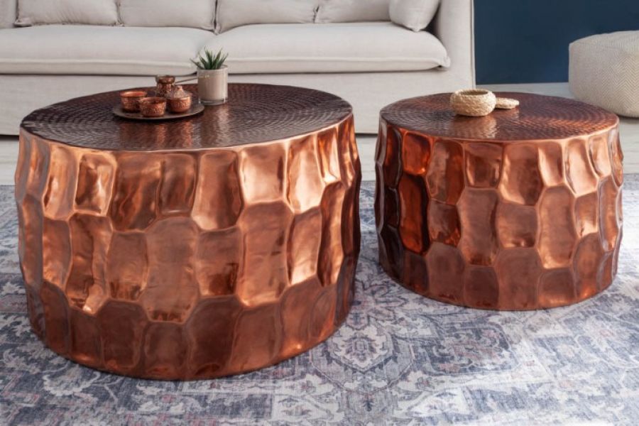 Stolik Organic Orient 53cm aluminium miedziany - Invicta Interior