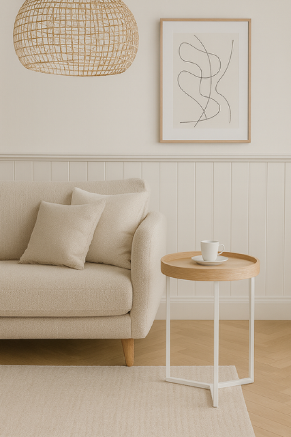 Stolik z tacą Modul 40 cm natur biały - Invicta Interior