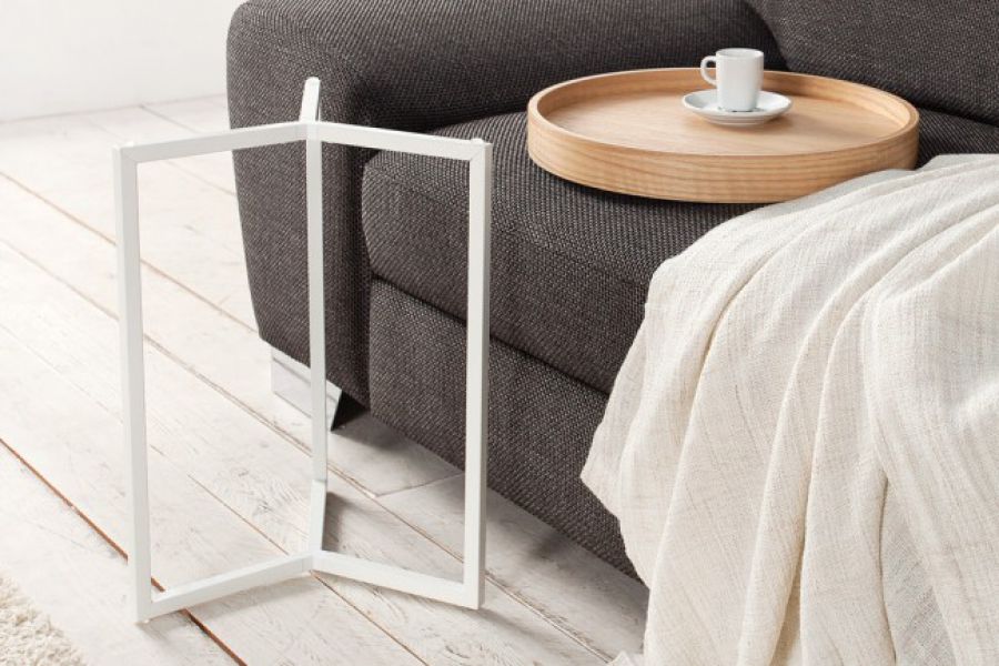 Stolik z tacą Modul 40 cm natur biały - Invicta Interior