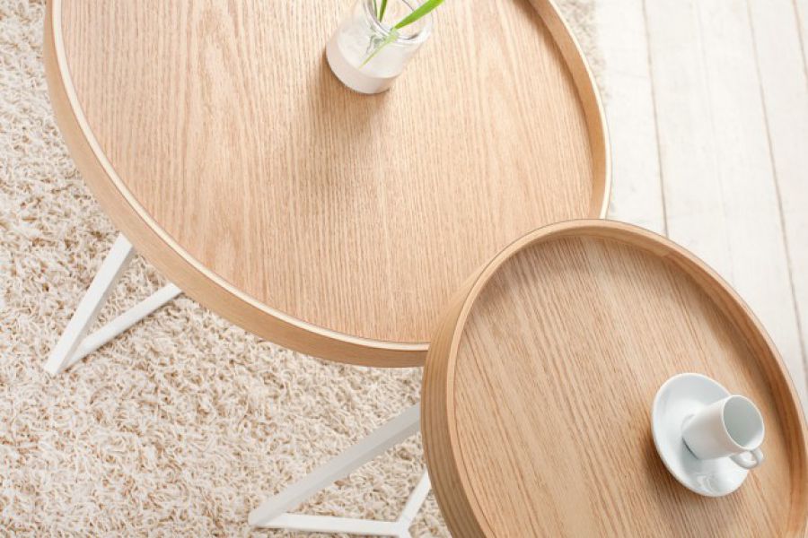 Stolik z tacą Modul 40 cm natur biały - Invicta Interior