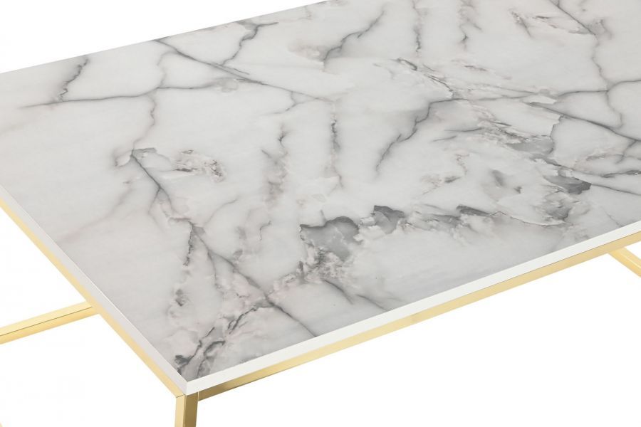 Stolik złoty 100 cm marmur jasny  - Item International
