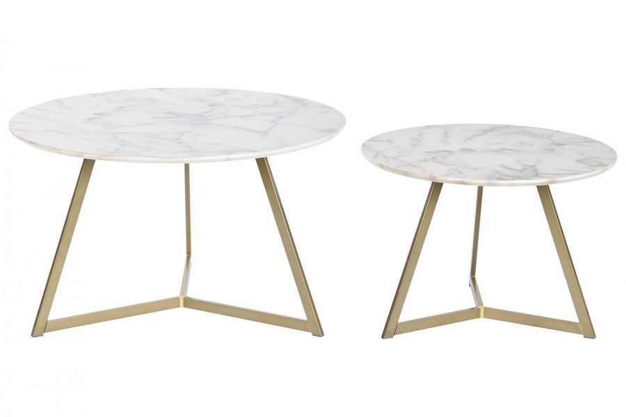 Stoliki 2 szt marmur jasny modern  - Item International