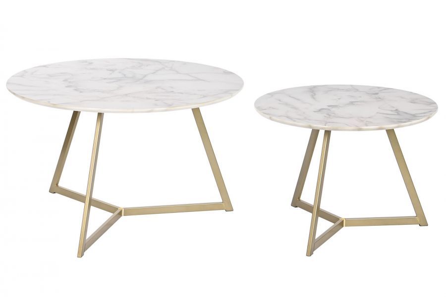 Stoliki 2 szt marmur jasny modern  - Item International
